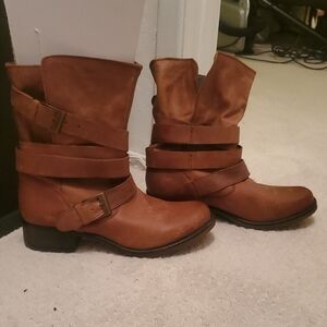 Steve Madden Tan Leather Combat Boots
